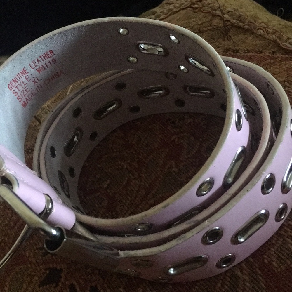 Pink Leather belt; leather